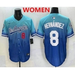 Women's Los Angeles Dodgers #8 Enrique Hernandez Blue 2025 City Connect Limited Stitched Jersey Women's Los Angeles Dodgers #8 Enrique Hernandez Blue 2025 City Connect Limited Stitched Jersey