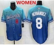 Women's Los Angeles Dodgers #8 Enrique Hernandez Blue 2025 City Connect Limited Stitched Jersey Women's Los Angeles Dodgers #8 Enrique Hernandez Blue 2025 City Connect Limited Stitched Jersey