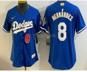 Women's Los Angeles Dodgers #8 Enrique Hernandez Blue 2026 Gold Collection Stadium Jersey Women's Los Angeles Dodgers #8 Enrique Hernandez Blue 2026 Gold Collection Stadium Jersey