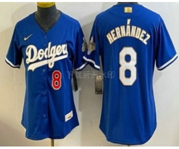 Women's Los Angeles Dodgers #8 Enrique Hernandez Blue 2026 Gold Collection Stadium Jersey