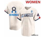 Women's Los Angeles Dodgers #8 Enrique Hernández Cream 2024 World Series Champions Patch City Connect Limited Stitched Baseball Jersey Women's Los Angeles Dodgers #8 Enrique Hernández Cream 2024 World Series Champions Patch City Connect Limited Stitched Baseball Jersey