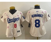 Women's Los Angeles Dodgers #8 Enrique Hernández Cream 2025 Tokyo Series Limited Stitched Baseball Jersey