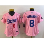 Women's Los Angeles Dodgers #8 Enrique Hernández Pink 2025 Tokyo Series Limited Stitched Baseball Jersey