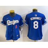 Women's Los Angeles Dodgers #8 Enrique Hernández Royal 2024 Jackie Robinson Patch Limited Stitched Jersey