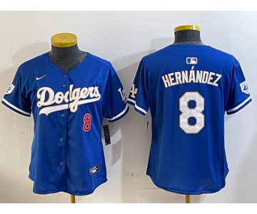 Women's Los Angeles Dodgers #8 Enrique Hernández Royal 2024 Jackie Robinson Patch Limited Stitched Jersey