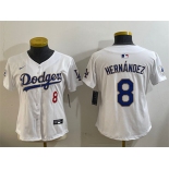 Women's Los Angeles Dodgers #8 Enrique Hernández White 2024 Jackie Robinson Patch Limited Stitched Baseball Jersey