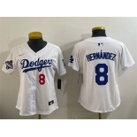 Women's Los Angeles Dodgers #8 Enrique Hernández White 2025 World Series Champions Home Limited Stitched Baseball Jersey Women's Los Angeles Dodgers #8 Enrique Hernández White 2025 World Series Champions Home Limited Stitched Baseball Jersey