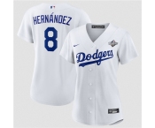 Women's Los Angeles Dodgers #8 Enrique Hernández White 2025 World Series Home Cool Base Stitched Baseball Jersey Women's Los Angeles Dodgers #8 Enrique Hernández White 2025 World Series Home Cool Base Stitched Baseball Jersey