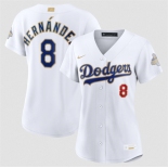 Women's Los Angeles Dodgers #8 Enrique Hernández White 2026 Gold Collection Stadium Stitched Baseball Jersey Women's Los Angeles Dodgers #8 Enrique Hernández White 2026 Gold Collection Stadium Stitched Baseball Jersey