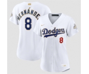 Women's Los Angeles Dodgers #8 Enrique Hernández White 2026 Gold Collection Stadium Stitched Baseball Jersey Women's Los Angeles Dodgers #8 Enrique Hernández White 2026 Gold Collection Stadium Stitched Baseball Jersey