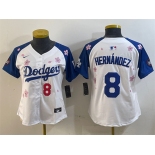 Women's Los Angeles Dodgers #8 Enrique Hernández White Royal 2025 Tokyo Series Limited Stitched Baseball Jersey(