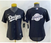 Women's Los Angeles Dodgers Big Logo Black MLB Cool Base Nike Jersey