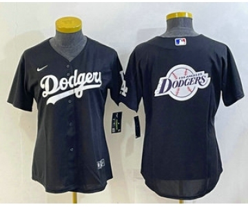 Women's Los Angeles Dodgers Big Logo Black MLB Cool Base Nike Jersey