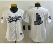 Women's Los Angeles Dodgers Big Logo White Gold Championship Stitched MLB Cool Base Nike Jerseys