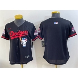 Women's Los Angeles Dodgers Blank Black Hello Kitty Night 2025 World Series Champions Patch Stitched Baseball Jersey Women's Los Angeles Dodgers Blank Black Hello Kitty Night 2025 World Series Champions Patch Stitched Baseball Jersey