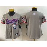 Women's Los Angeles Dodgers Blank Grey Hello Kitty Night 2025 World Series Champions Patch Stitched Baseball Jersey