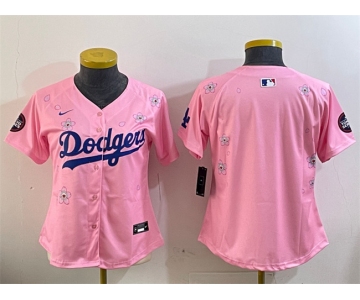 Women's Los Angeles Dodgers Blank Pink 2025 Tokyo Series Limited Stitched Baseball Jersey