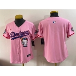 Women's Los Angeles Dodgers Blank Pink Hello Kitty Night 2025 World Series Champions Patch Stitched Baseball Jersey Women's Los Angeles Dodgers Blank Pink Hello Kitty Night 2025 World Series Champions Patch Stitched Baseball Jersey