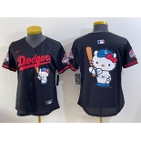Women's Los Angeles Dodgers Team Big Logo Black Hello Kitty Night 2025 World Series Champions Patch Stitched Baseball Jersey Women's Los Angeles Dodgers Team Big Logo Black Hello Kitty Night 2025 World Series Champions Patch Stitched Baseball Jersey