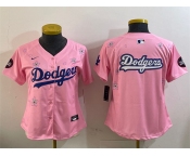 Women's Los Angeles Dodgers Team Big Logo Pink 2025 Tokyo Series Limited Stitched Baseball Jersey
