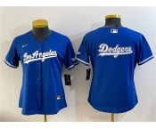 Women's Los Angeles Dodgers Team Big Logo Royal Alternate Stadium Stitched Baseball Jersey Women's Los Angeles Dodgers Team Big Logo Royal Alternate Stadium Stitched Baseball Jersey