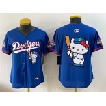 Women's Los Angeles Dodgers Team Big Logo Royal Hello Kitty Night 2025 World Series Champions Patch Stitched Baseball Jersey