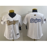 Womens Los Angeles Dodgers Team Big Logo White 2025 Gold Collection Limited Stitched Baseball Jersey