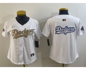 Women's Los Angeles Dodgers Team Big Logo White 2025 Gold Collection Limited Stitched Baseball Jersey