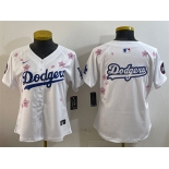 Women's Los Angeles Dodgers Team Big Logo White 2025 Tokyo Series Limited Stitched Baseball Jersey