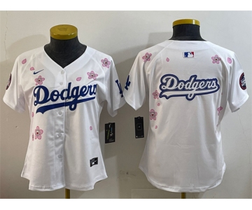 Women's Los Angeles Dodgers Team Big Logo White 2025 Tokyo Series Limited Stitched Baseball Jersey