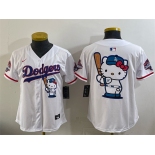 Women's Los Angeles Dodgers Team Big Logo White Hello Kitty Night 2025 World Series Champions Patch Stitched Baseball Jersey Women's Los Angeles Dodgers Team Big Logo White Hello Kitty Night 2025 World Series Champions Patch Stitched Baseball Jersey