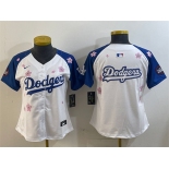 Women's Los Angeles Dodgers Team Big Logo White Royal 2025 Tokyo Series Limited Stitched Baseball Jersey