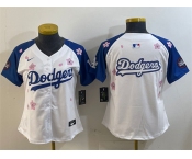 Women's Los Angeles Dodgers Team Big Logo White Royal 2025 Tokyo Series Limited Stitched Baseball Jersey
