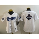 Women's Los Angeles Dodgers White 2025 World Series Champions Big Logo Home Limited Stitched Baseball Jersey Women's Los Angeles Dodgers White 2025 World Series Champions Big Logo Home Limited Stitched Baseball Jersey