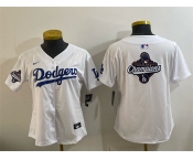 Women's Los Angeles Dodgers White 2025 World Series Champions Big Logo Home Limited Stitched Baseball Jersey Women's Los Angeles Dodgers White 2025 World Series Champions Big Logo Home Limited Stitched Baseball Jersey