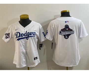 Women's Los Angeles Dodgers White 2025 World Series Champions Big Logo Home Limited Stitched Baseball Jersey