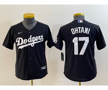Youth Los Angeles Dodgers #17 Shohei Ohtani Black Turn Back The Clock Stitched Cool Base Jersey