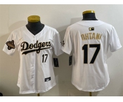Youth Los Angeles Dodgers #17 Shohei Ohtani White Gold 2025 World Series Champions Patch Limited Stitched Baseball Jersey Youth Los Angeles Dodgers #17 Shohei Ohtani White Gold 2025 World Series Champions Patch Limited Stitched Baseball Jersey