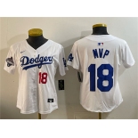 Youth Los Angeles Dodgers #18 MVP White 2025 World Series Champions Patch Limited Stitched Baseball Jersey Youth Los Angeles Dodgers #18 MVP White 2025 World Series Champions Patch Limited Stitched Baseball Jersey