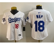 Youth Los Angeles Dodgers #18 MVP White 2025 World Series Champions Patch Limited Stitched Baseball Jersey Youth Los Angeles Dodgers #18 MVP White 2025 World Series Champions Patch Limited Stitched Baseball Jersey