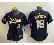 Youth Los Angeles Dodgers #18 Yoshinobu Yamamoto Black Gold 2025 World Series Champions Patch Limited Stitched Baseball Jersey Youth Los Angeles Dodgers #18 Yoshinobu Yamamoto Black Gold 2025 World Series Champions Patch Limited Stitched Baseball Jersey
