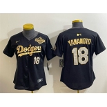 Youth Los Angeles Dodgers #18 Yoshinobu Yamamoto Black Gold 2025 World Series Patch Limited Stitched Baseball Jersey Youth Los Angeles Dodgers #18 Yoshinobu Yamamoto Black Gold 2025 World Series Patch Limited Stitched Baseball Jersey