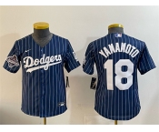 Youth Los Angeles Dodgers #18 Yoshinobu Yamamoto Navy Pinstripe 2025 World Series Champions Patch Cool Base Stitched Baseball Jersey Youth Los Angeles Dodgers #18 Yoshinobu Yamamoto Navy Pinstripe 2025 World Series Champions Patch Cool Base Stitched Baseball Jersey