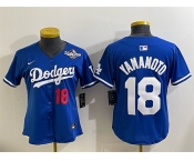 Youth Los Angeles Dodgers #18 Yoshinobu Yamamoto Royal 2025 World Series Patch Limited Stitched Baseball Jersey Youth Los Angeles Dodgers #18 Yoshinobu Yamamoto Royal 2025 World Series Patch Limited Stitched Baseball Jersey