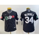 Youth Los Angeles Dodgers #34 Fernando Valenzuela Black Mexico 2020 World Series Cool Base Nike Jersey