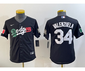 Youth Los Angeles Dodgers #34 Fernando Valenzuela Black Mexico 2020 World Series Cool Base Nike Jersey