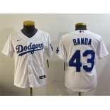 Youth Los Angeles Dodgers #43 Anthony Banda White Cool Base Stitched Baseball Jersey
