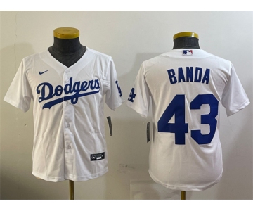 Youth Los Angeles Dodgers #43 Anthony Banda White Cool Base Stitched Baseball Jersey