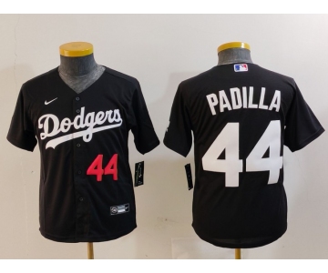 Youth Los Angeles Dodgers #44 Vicente Padilla Number Black Cool Base Stitched Jersey