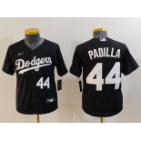 Youth Los Angeles Dodgers #44 Vicente Padilla Number Black Cool Base Stitched Jerseys